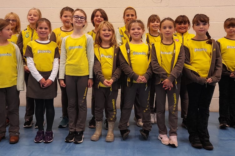 The 4th Crediton Brownies who took part in the Space-themed Sleepover.