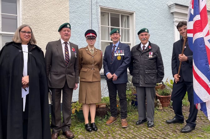Left to right, Rev Janet May, Jim King, Romy Gill (Queen Alexandra's Royal Army Nursing Corps), Dom Dunn and Mike Wiggins.