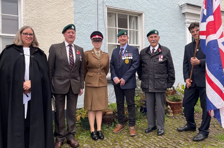 Left to right, Rev Janet May, Jim King, Romy Gill (Queen Alexandra's Royal Army Nursing Corps), Dom Dunn and Mike Wiggins.