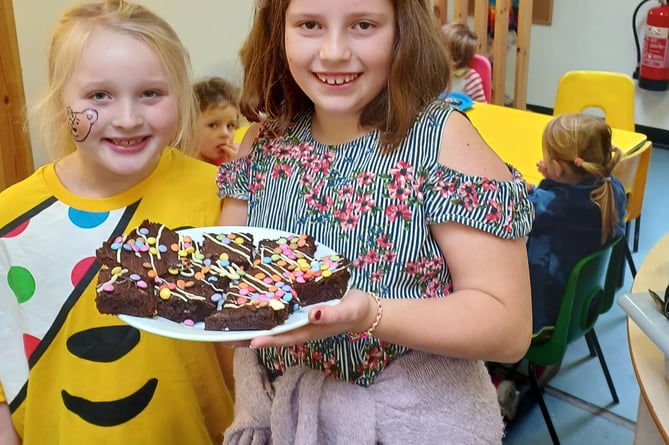 With spotty brownies made for Children in Need at Yeoford School.
