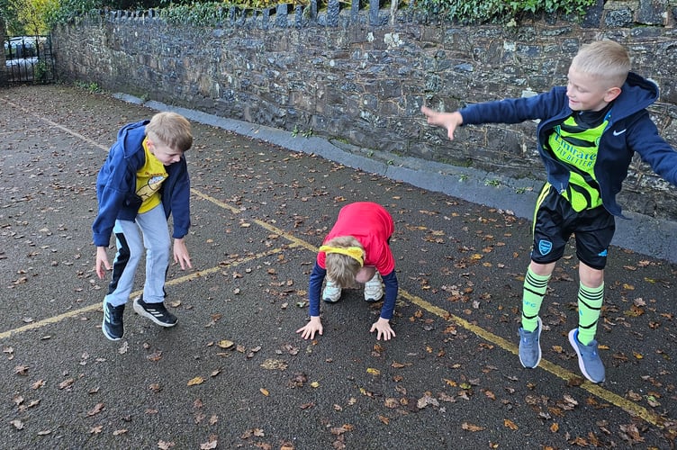 Having fun for Children in Need at Yeoford Primary School.

