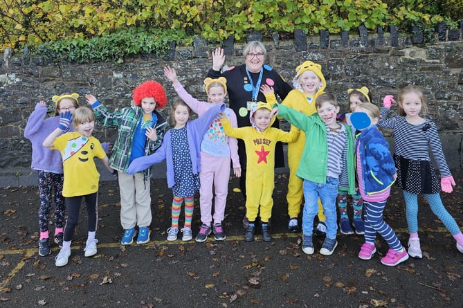 Having fun for Children in Need at Yeoford Primary School.
