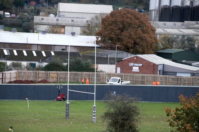 Contractors on the site of the Crediton Lidl store today, Thursday, November 23.  AQ 2950
