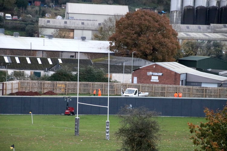 Contractors on the site of the Crediton Lidl store today, Thursday, November 23.  AQ 2950