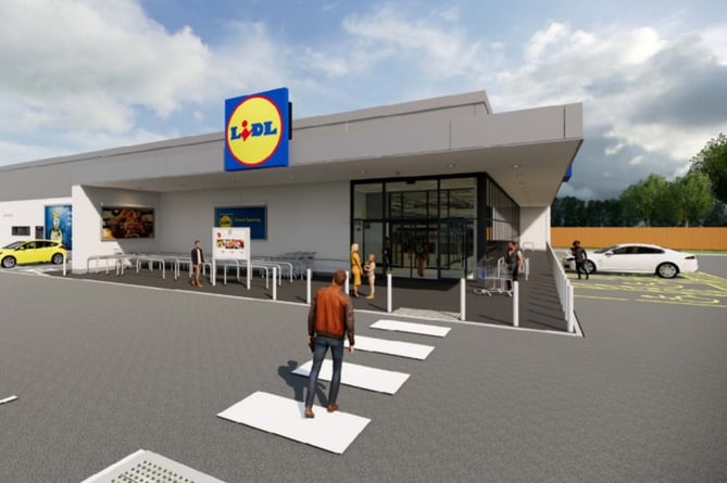 An image of the proposed Crediton Lidl store.