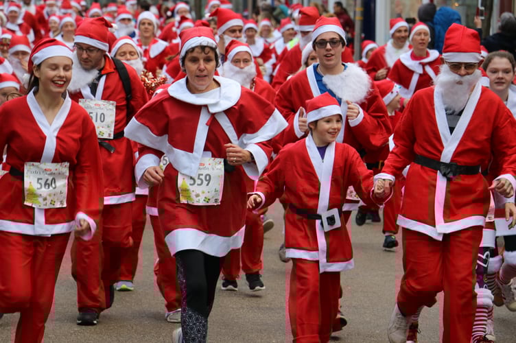 During a previous Exeter City Centre Santa Run. 
