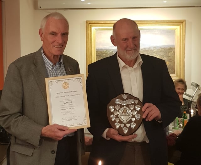 Jo Ward is Crediton Rotary Citizen of the Year 2023

