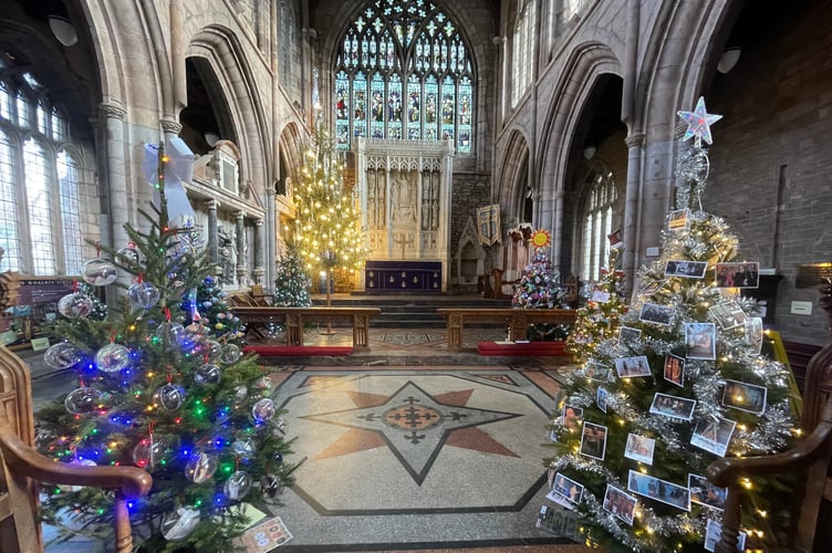 A view of the High Altar and trees.  AQ 1500