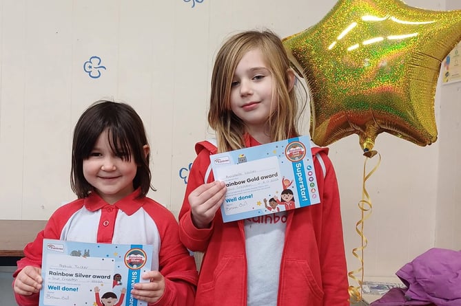 Annabelle, right, who has ached her Gold Rainbow Award and left, Sophia, who has completed her Silver Award.
