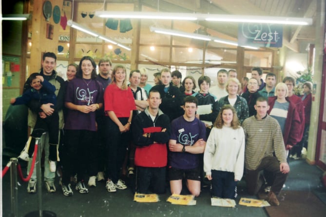 Pictured are some of the people who took part and helped during a biathlon held at Lords Meadow Leisure Centre in December 1999.  DSC00103
