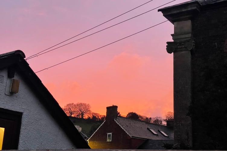 A colourful sunset over Crediton. AQ 1559