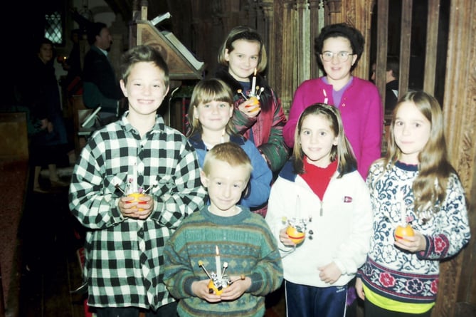 Some of the children who attended a Christingle service at Coldridge Parish Church in December 1998.  DSC01508
