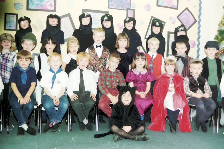 Some of the cast of Landscore School's production of 'Charlie and the Toymaker’, pictured in December 1998. DSC01339