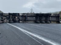 M5 motorway blocked by overturned potato lorry