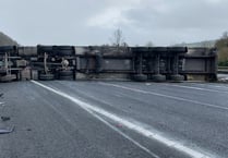 M5 motorway blocked by overturned potato lorry