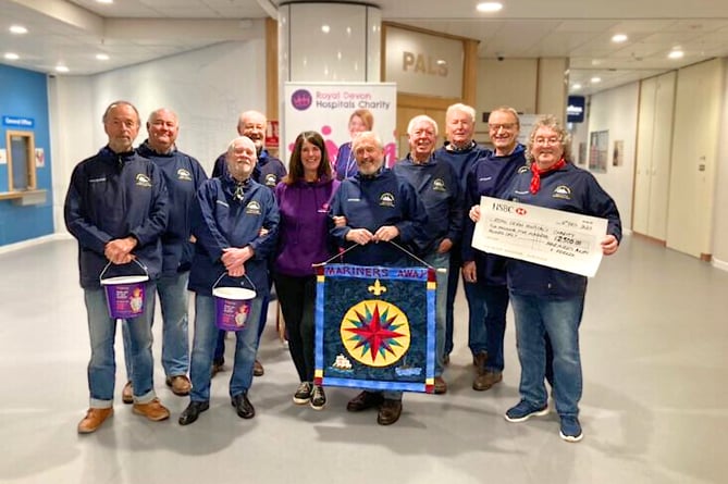 Members of Mariners Away present their fundraising cheque at the Royal Devon and Exeter Hospital. Pic: Royal Devon Hospitals Charity
