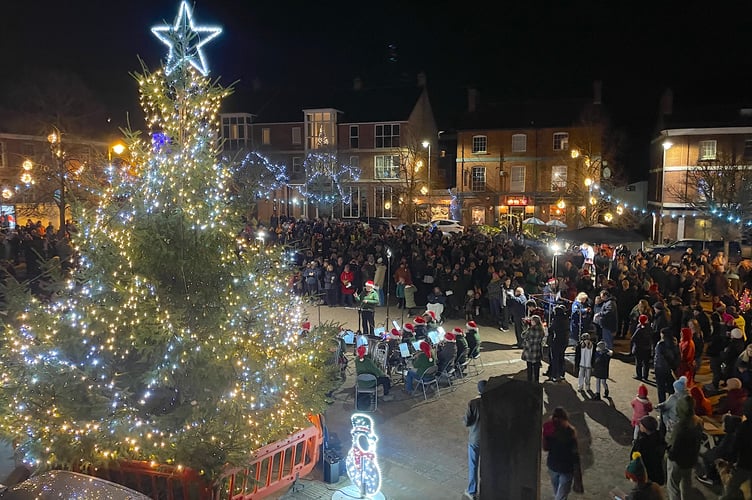 Crediton Town Band performing for Carols in the Square.  AQ 2519