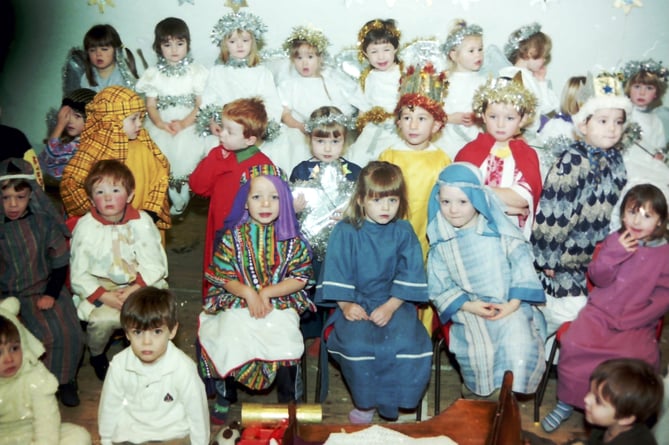 The cast of Tedburn St Mary Playgroup Nativity play are pictured in December 2002.  DSC00285
