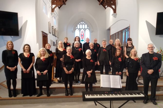 Crediton Singers before the start of their Christmas concert.