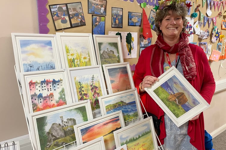Karen Gutans of Tor Valley Art sold some of her lovely art works at the Christmas Fair.  AQ 1211
