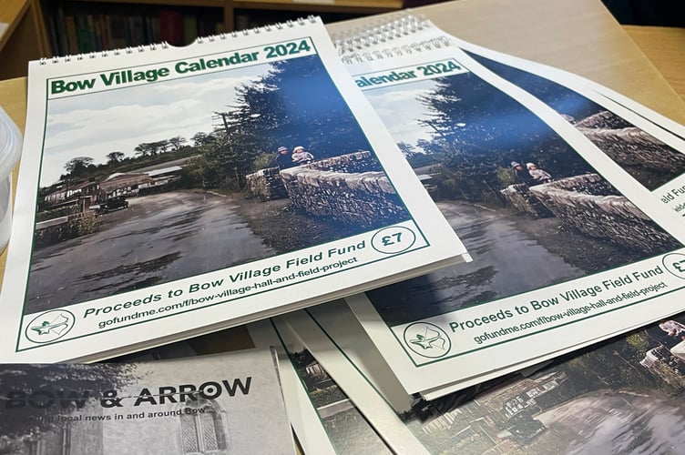The Bow Village Calendar for 2024 was on sale in aid of Bow Village Field Fund.  AQ 1217
