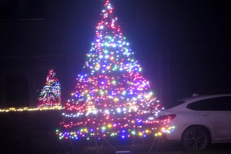Third prize winner, a colourful cone-shaped tree with an enormous star at the top.  SR 3408
            