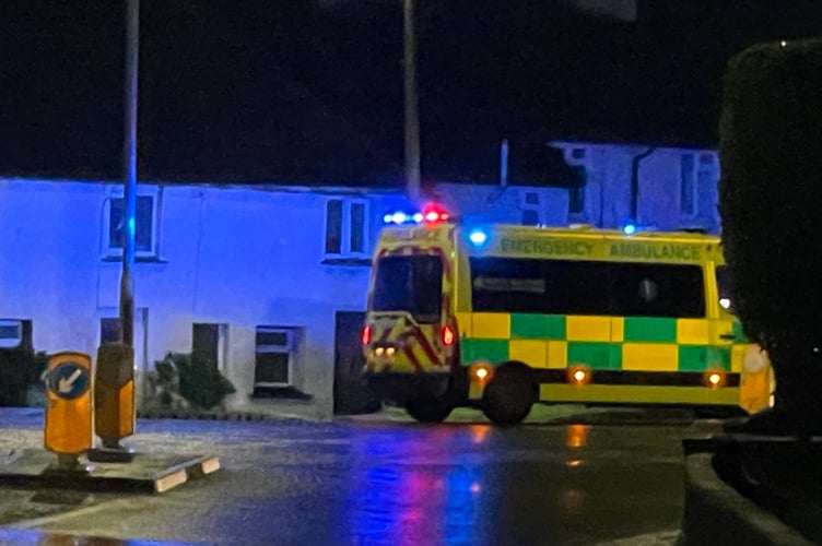 The ambulance at the roundabout. AQ 3153