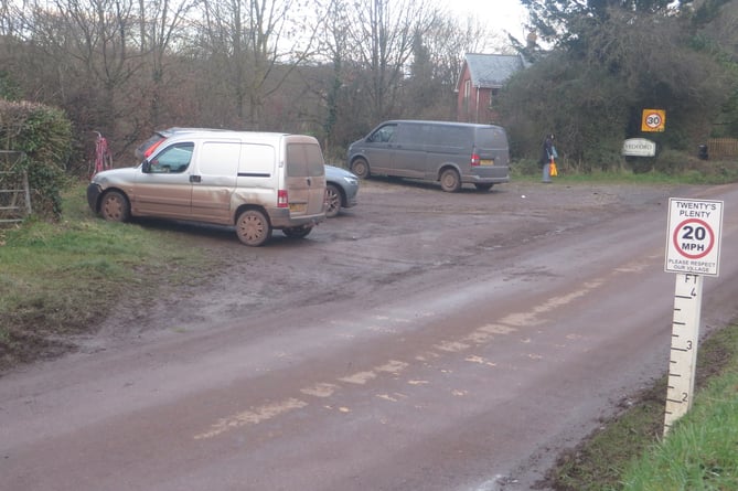 The area of land which Crediton Hamlets Parish Council is being asked to consider as an ‘official’ car park.  SR 3419
        
