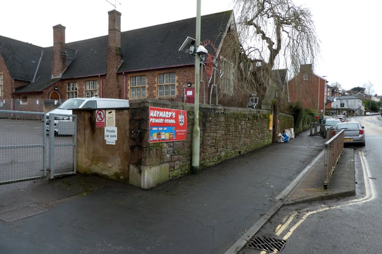 Outside Hayward’s School entrance after it was cleaned by members of Independents for Crediton.