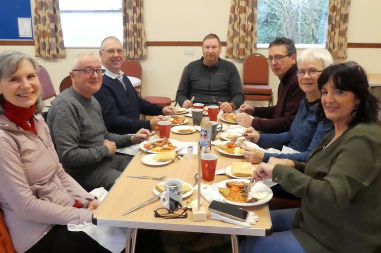 Enjoying a Big Breakfast at Cheriton Fitzpaine.