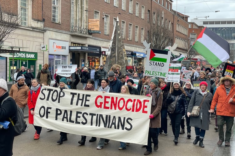 During the Devon 4 Palestine march in Exeter on January 20, which called for a ceasefire in Gaza.
