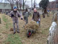 Crediton Parish Church Churchyard Green Team doing a grand job
