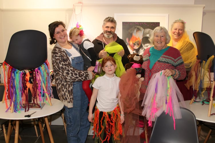 Hazel Underwood, right, with some of those who attended a recent Tutu workshop at Cafe@100 in Crediton.  AQ 3410
