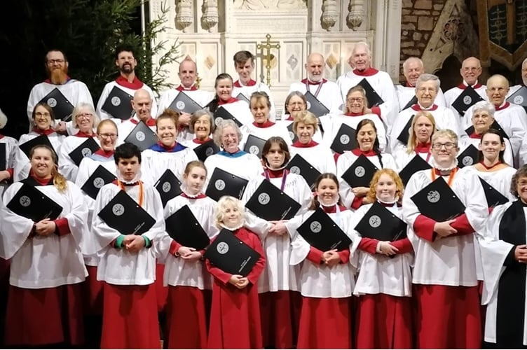 Crediton Parish Church Choir, pictured in December 2023.