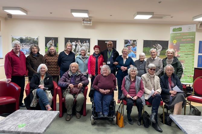 Energy Champion Anderson Jones with members of Sandford Women’s Group at Sandford Cricket Club, where they enjoyed a presentation about Energy Saving.  AQ 4716
