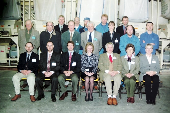Denis Brinicombe management and staff are pictured at the opening of the firm’s £1Million factory in Fordton, Crediton, in February 1999. DSC00631

