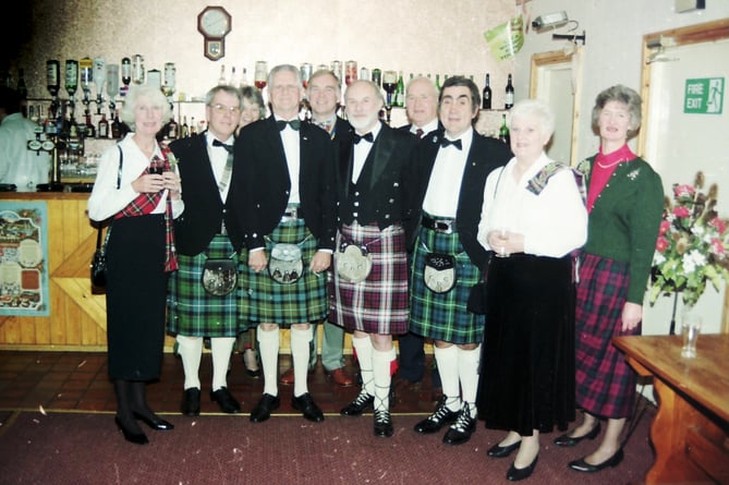 Pictured are some of the organisers and guests at Crediton Rotary Club Burns' Night dinner at the Waie Inn, Zeal Monachorum in January 1999. DSC00424
