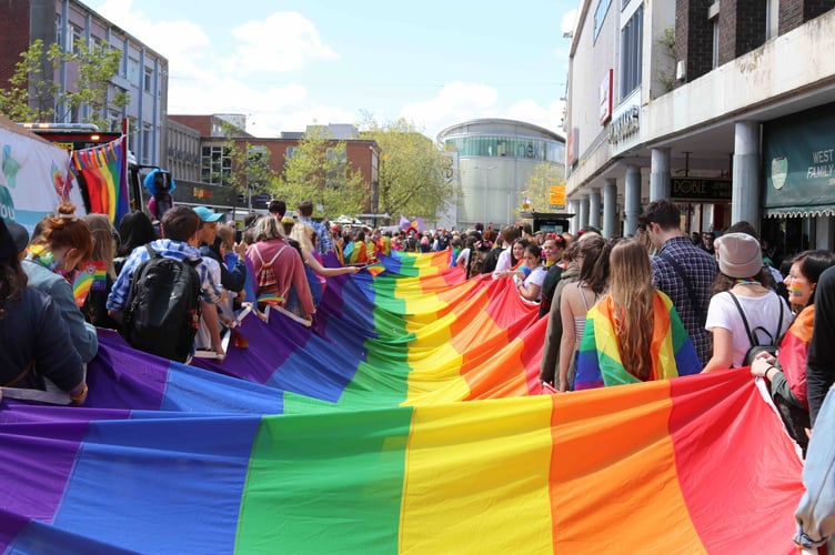 During a previous Exeter Pride march. AQ 0515