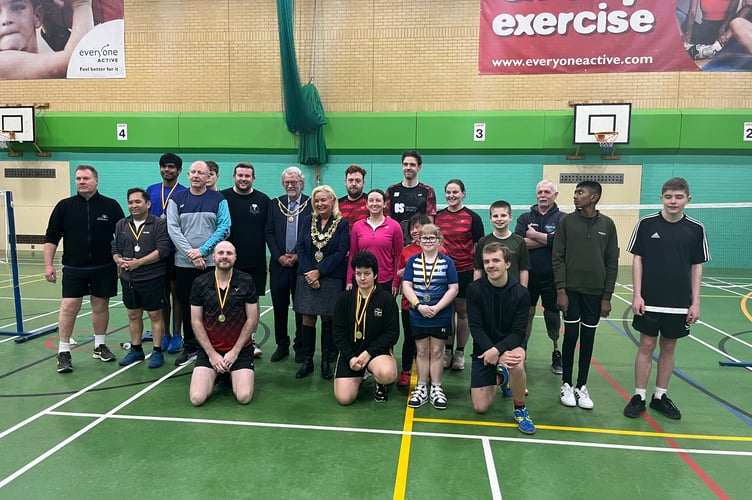 Dee Weiner with some of those who took part in the Dorset Disability tournaments at Poole in Dorset.