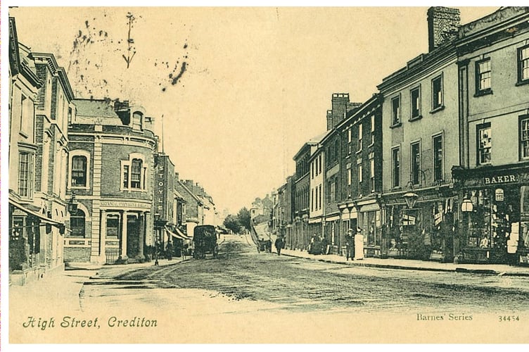 A Postcard of Crediton High Street in 1908.