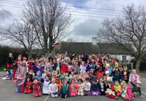 Children dressed as a word for World Book Day at Cheriton Bishop