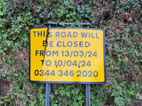 More road closures for the Crediton and Sandford areas
