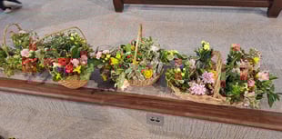 Flowers given to ladies at Crediton Methodist Church service

