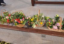 Flowers given to ladies at Crediton Methodist Church service
