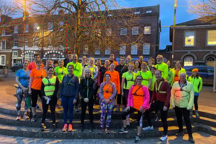 Members of Crediton Running Network before a run on Monday, March 18.  AQ 8299