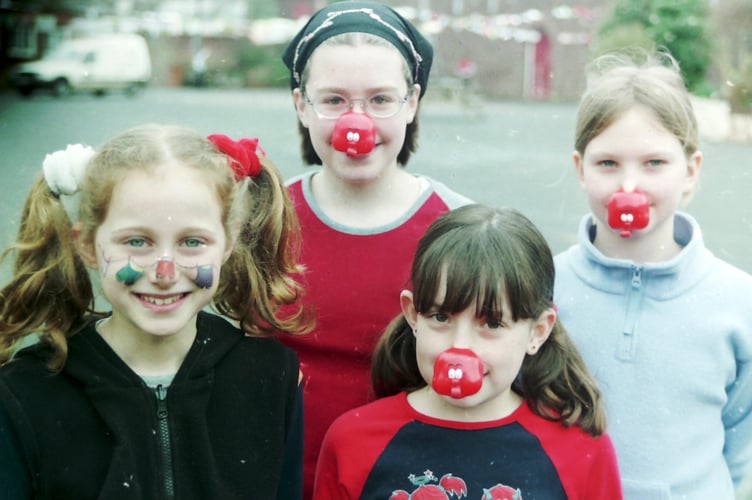 Hayward's School pupils dressed for Red Nose Day in March 2001.  DSC00605
