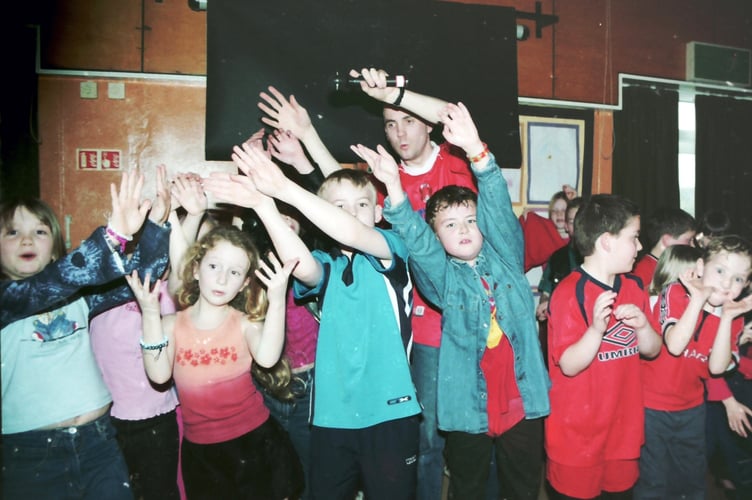 Older pupils at Landscore enjoyed Red Nose Day activities in March 2001.  DSC00489