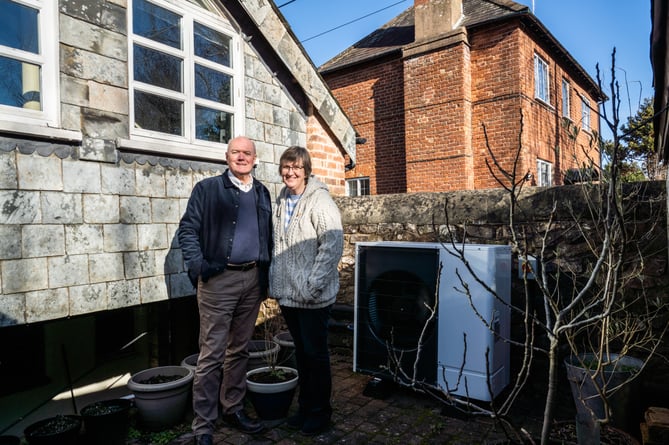 Simon and Rowena installed an air source heat pump into their traditional cob house in Crediton. Image: Energy Saving Devon
