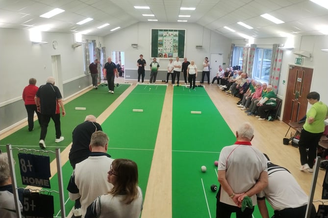 A view of Bow Village Hall during the Short Mat Bowls Tournament.

