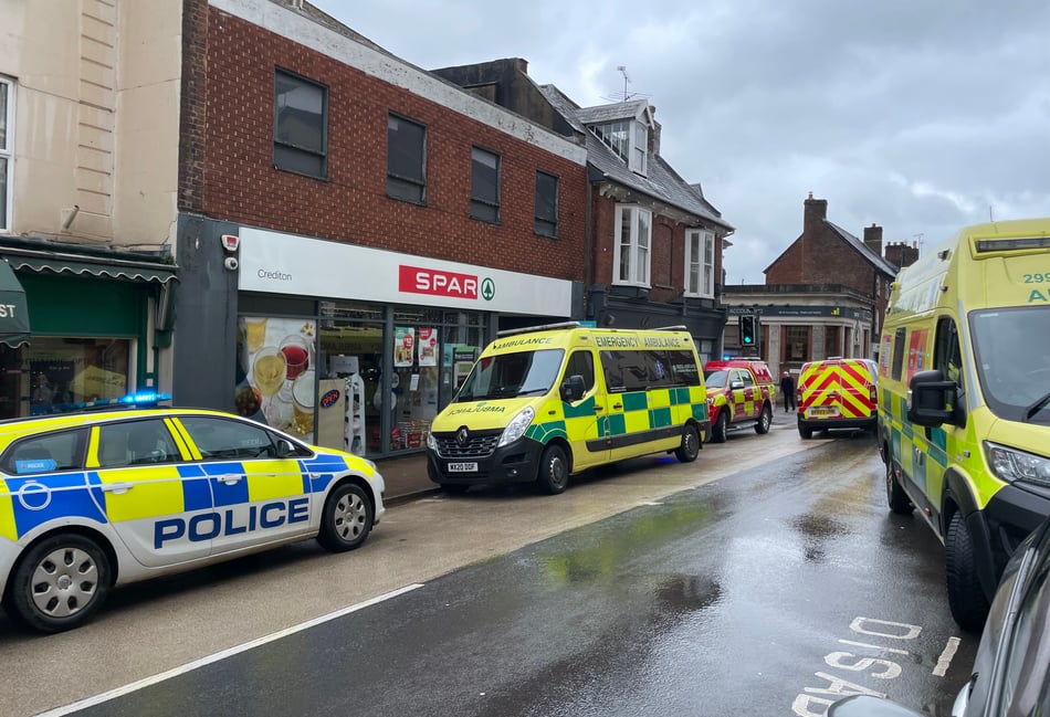 Emergency services at Crediton High Street medical incident
